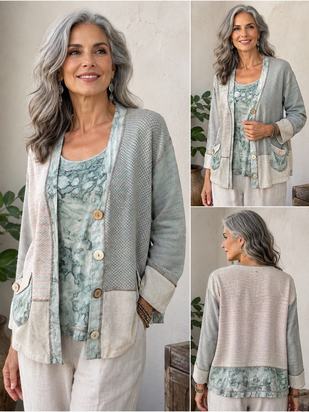 Mozart Wearable Art 2 Piece Set Large Jacket Med Tank USA Artisan Lagenlook Rare